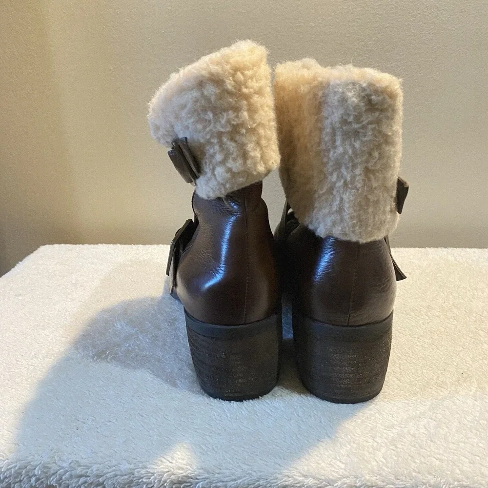 Tara M Debbie Brown Leather Fur Winter Boots Womens Sz‎ 8.5